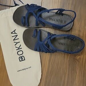 Bokyna Hand Woven Sandles Size 7, Navy Blue, EUC
